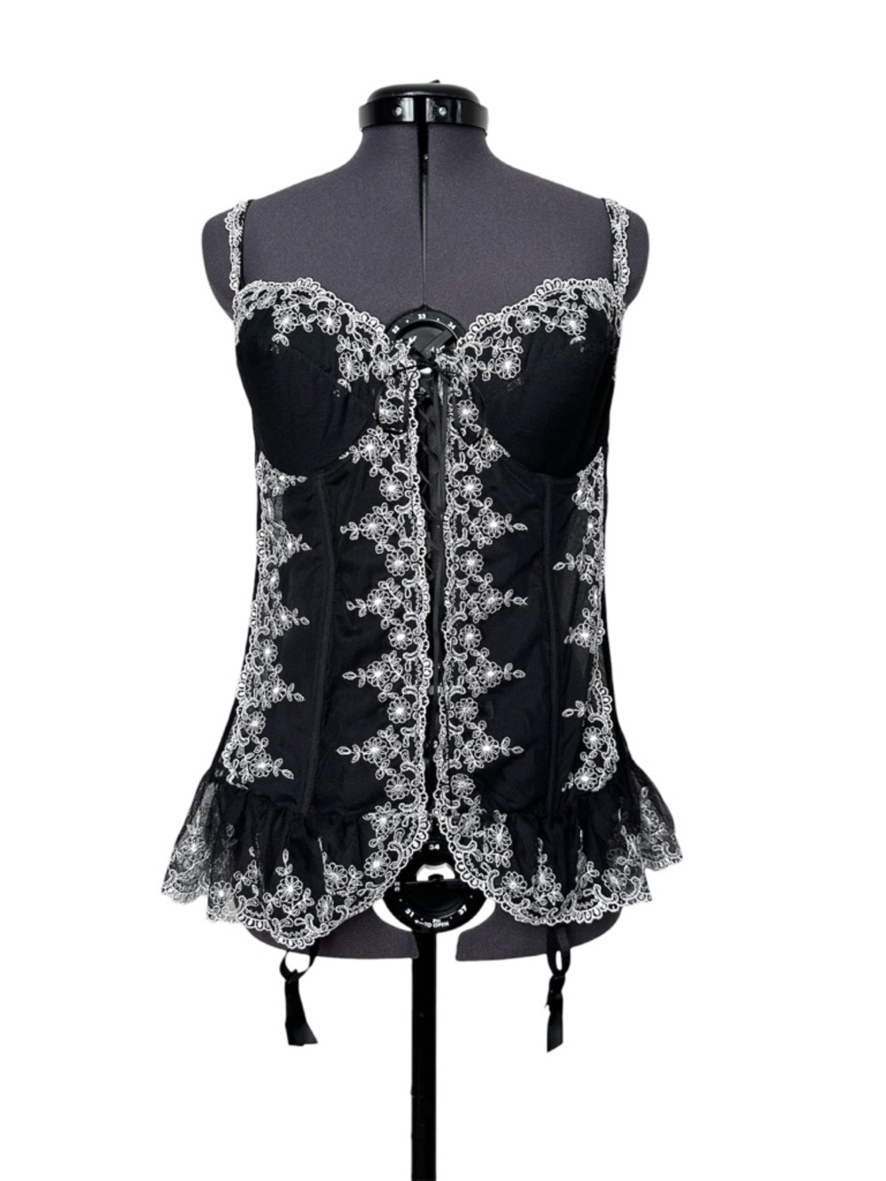 Fairycore Sheer Lace Up Corset Bustier Top Romantic Feminine Whimsigoth Witchy